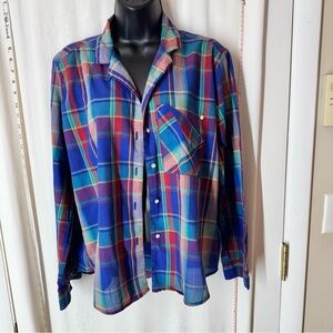 Vintage Shirt Stop Vibrant Multicolor Plaid Shirt